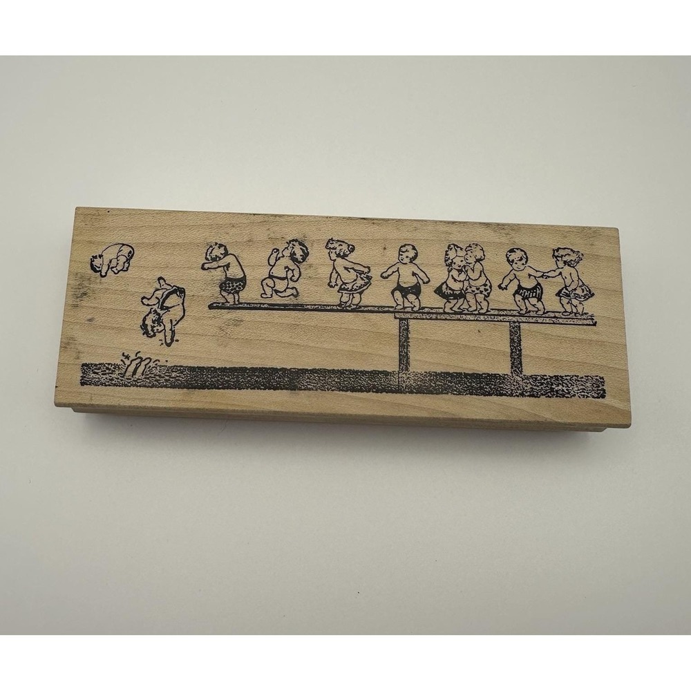 CI Stamping Dive Lessons 0921-H Pool Kids Swim Wood Rubber Stamp Vintage 99 Rare